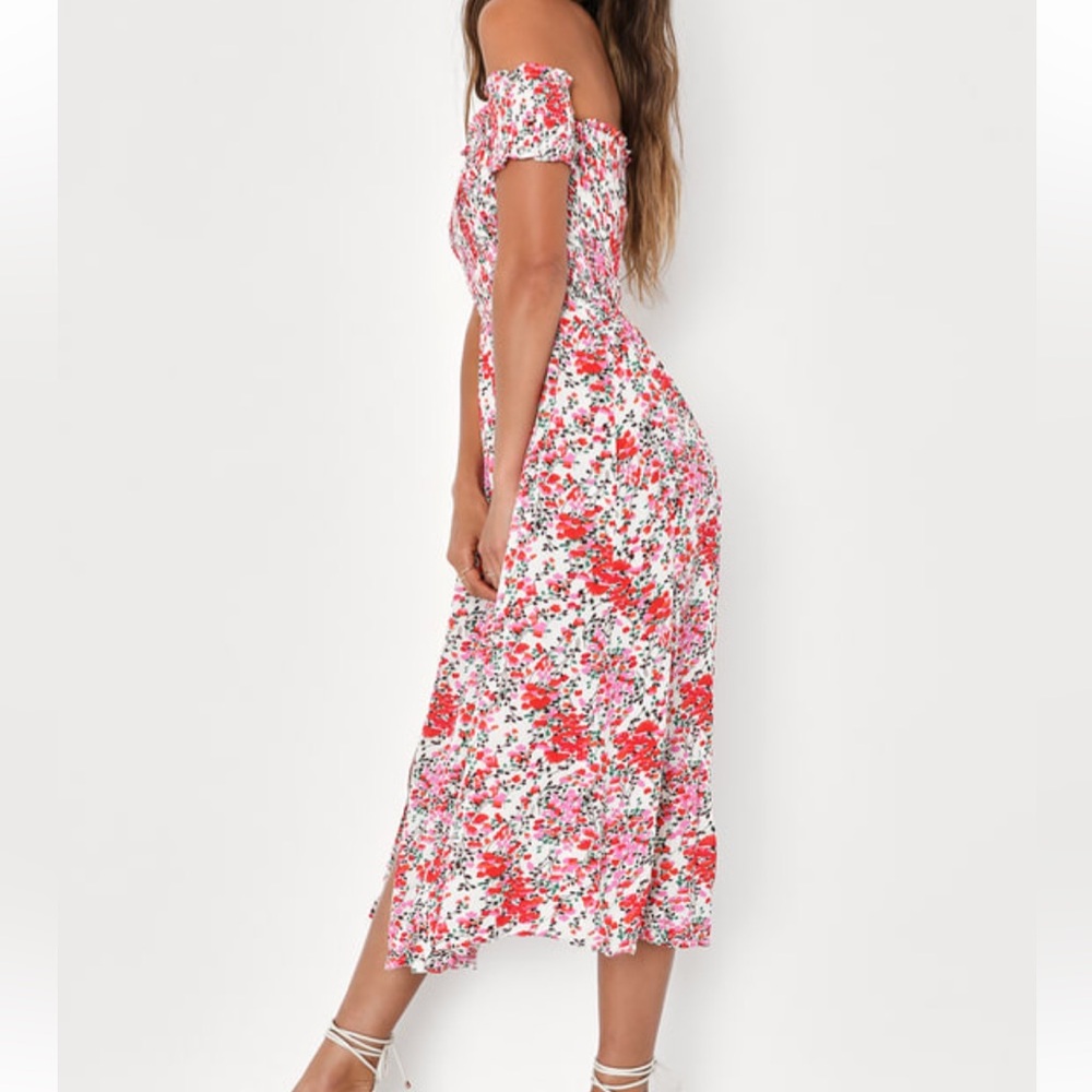 LULUS View from the Meadow Cream Floral Print Off-the-Shoulder Dress size M NWT - Picture 10 of 12